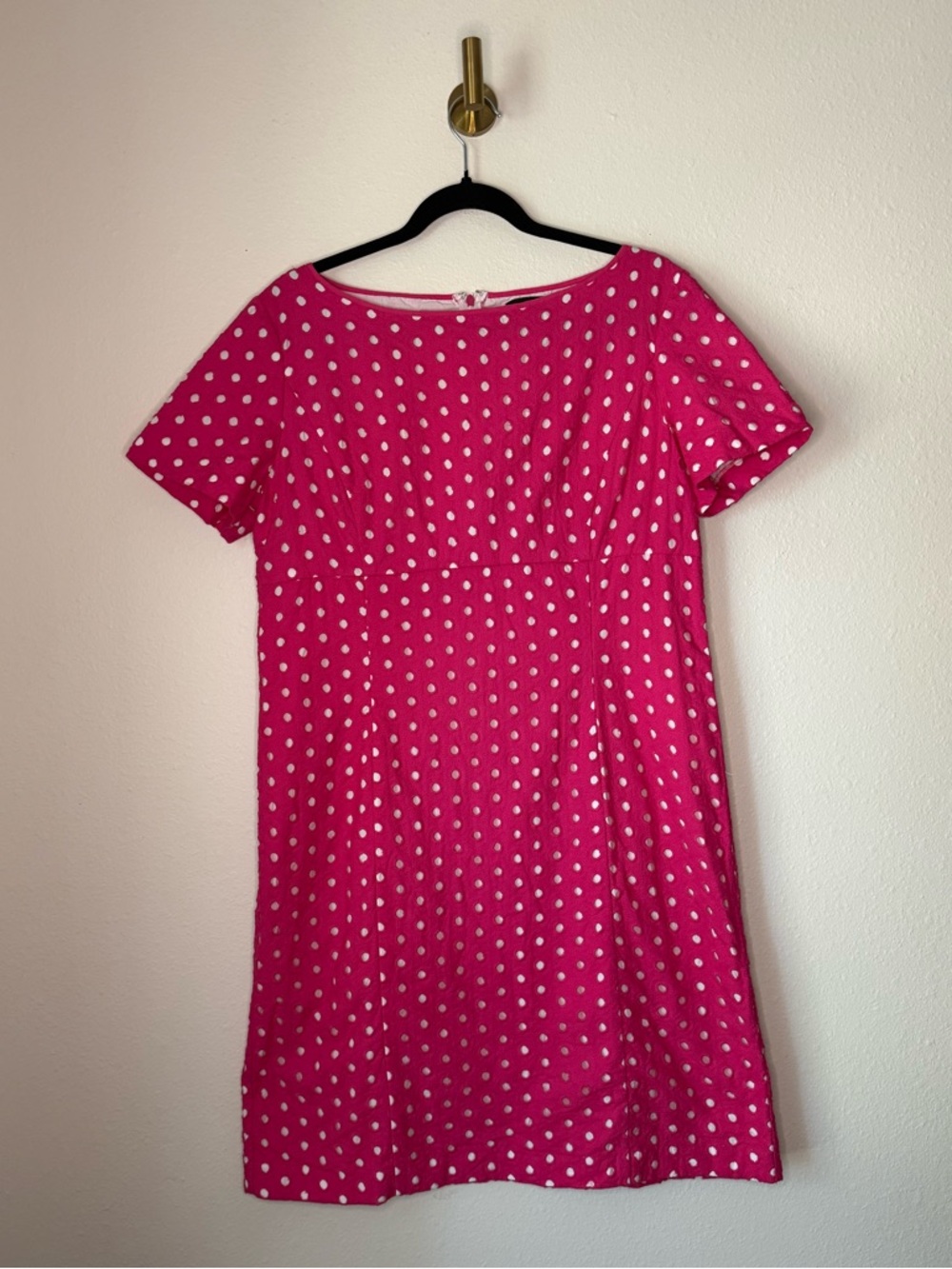 Preston & York Pink Polka Dot Dress Short Sleeve A-Line Women’s Size L 14